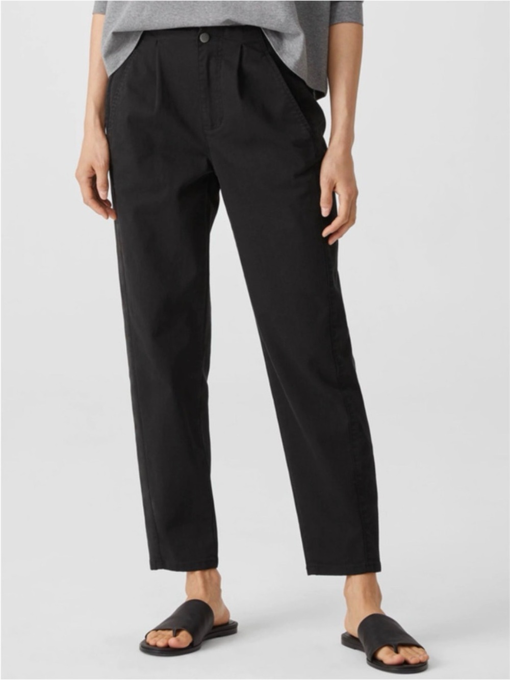 Eileen Fisher Garment Dyed Organic Cotton Stretch Denim Pant | Black | 6